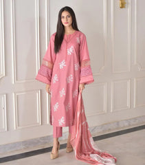 JENIFER Pink Embroidered 3PC