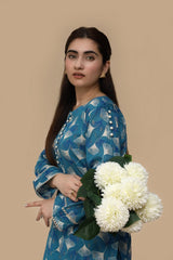 Teal Geometry – Stitched Printed Lawn 2 Piece